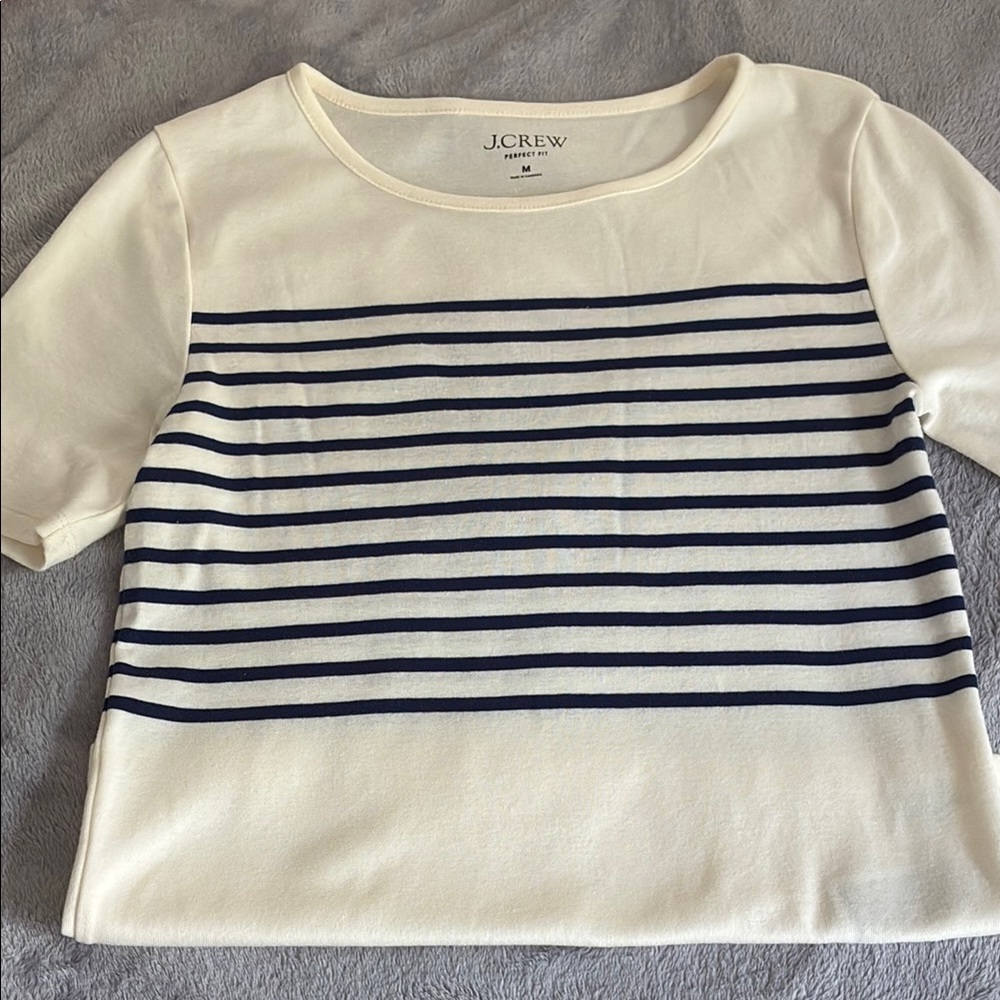 J. Crew Navy and Cream Striped Tee